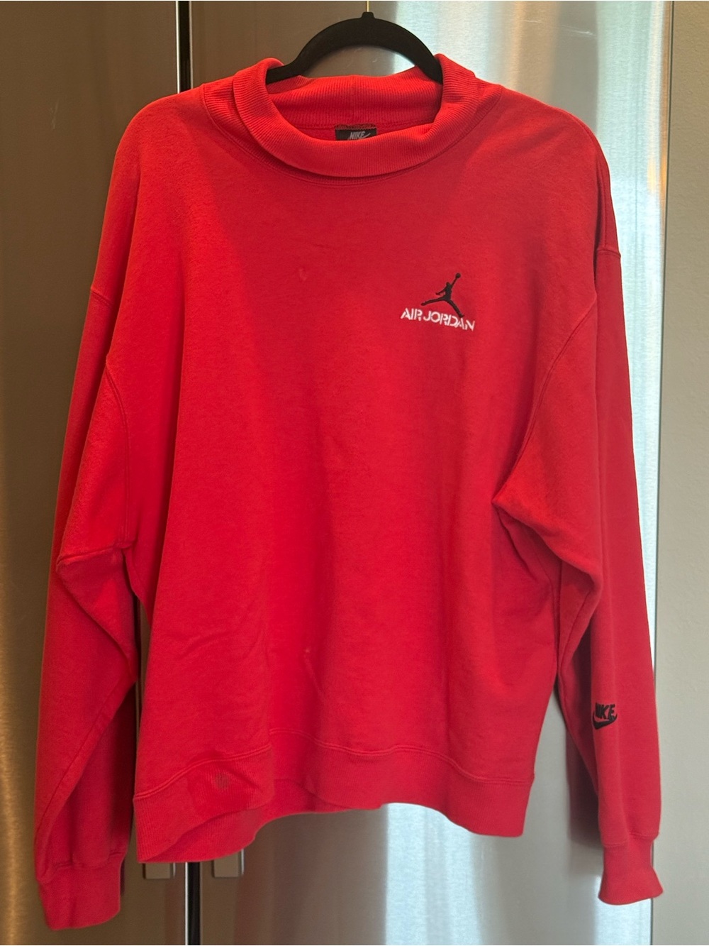 Vintage 1990s Nike Air Jordan Mock Neck Sweatshirt USA Made Red Large